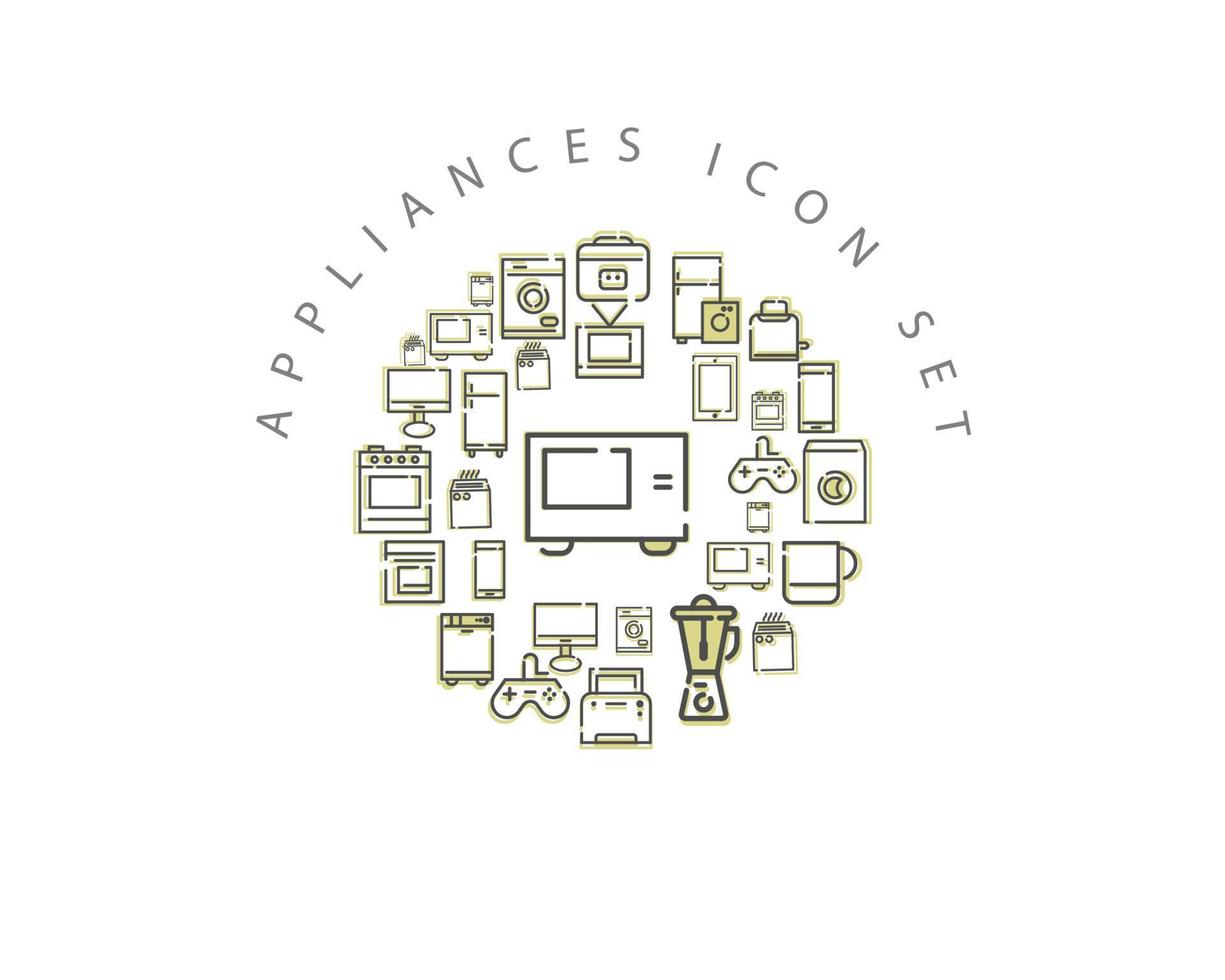 Appliances flat icon set design on white background. vector