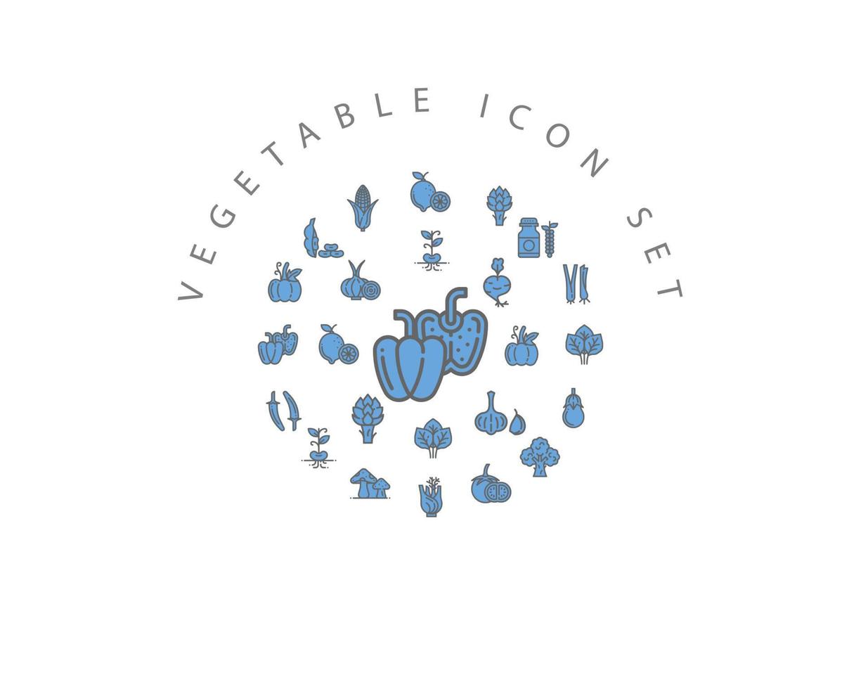 Vegetable Flat Icon Set Design. vector