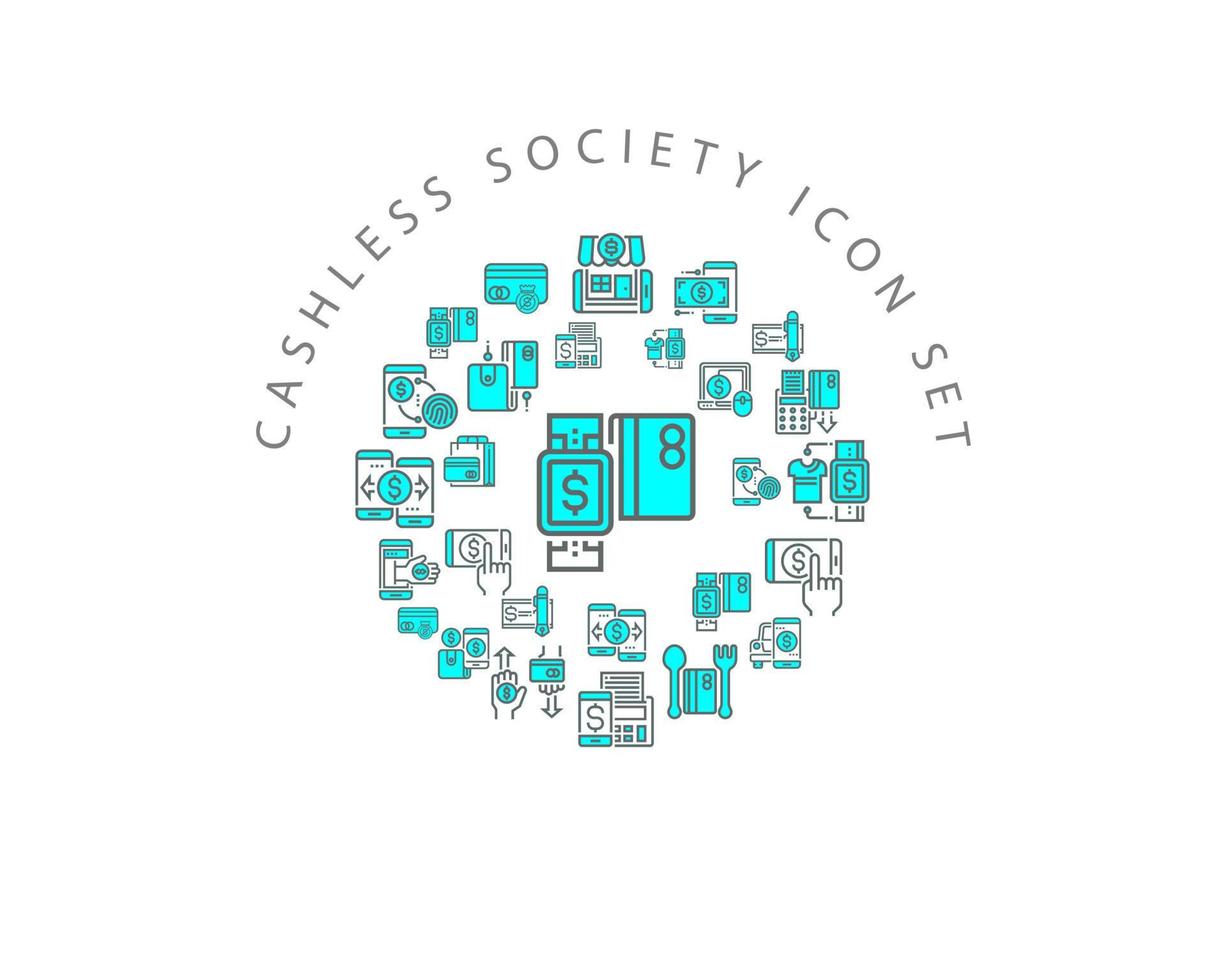 Cashless society icon set design on white background vector