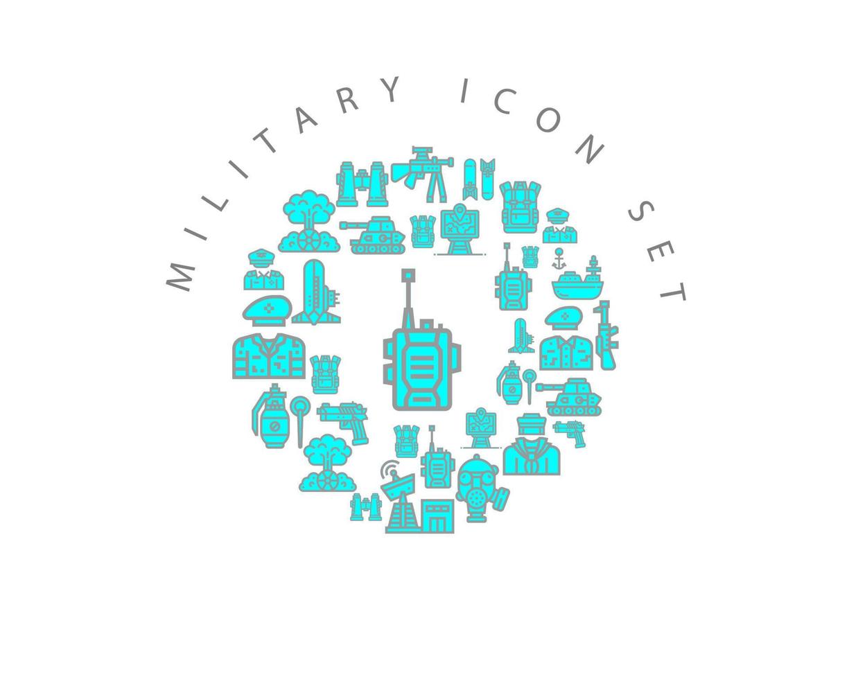 Military icon set design on white background vector
