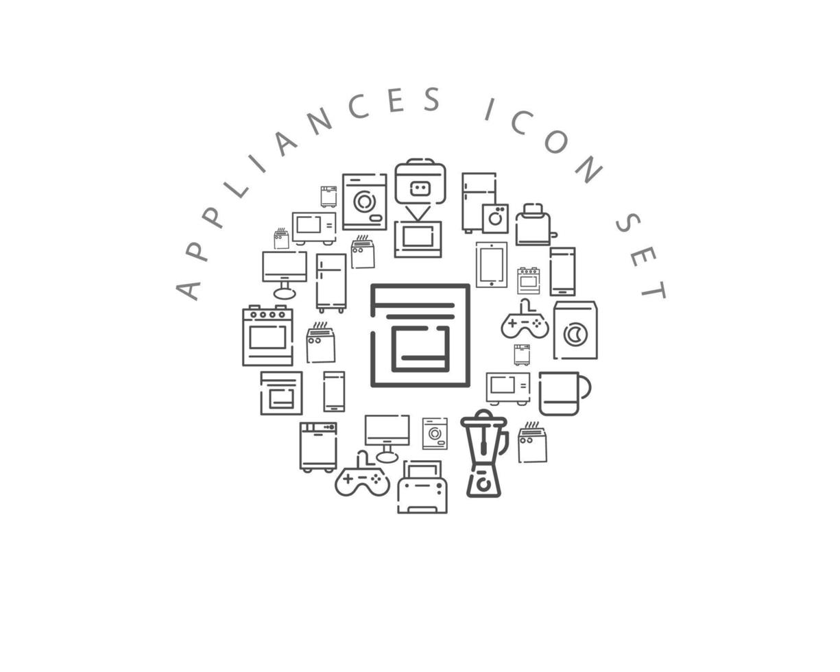 Appliances flat icon set design on white background. vector