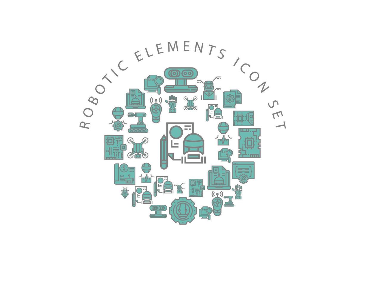 Robotic elements icon set design on white background. vector