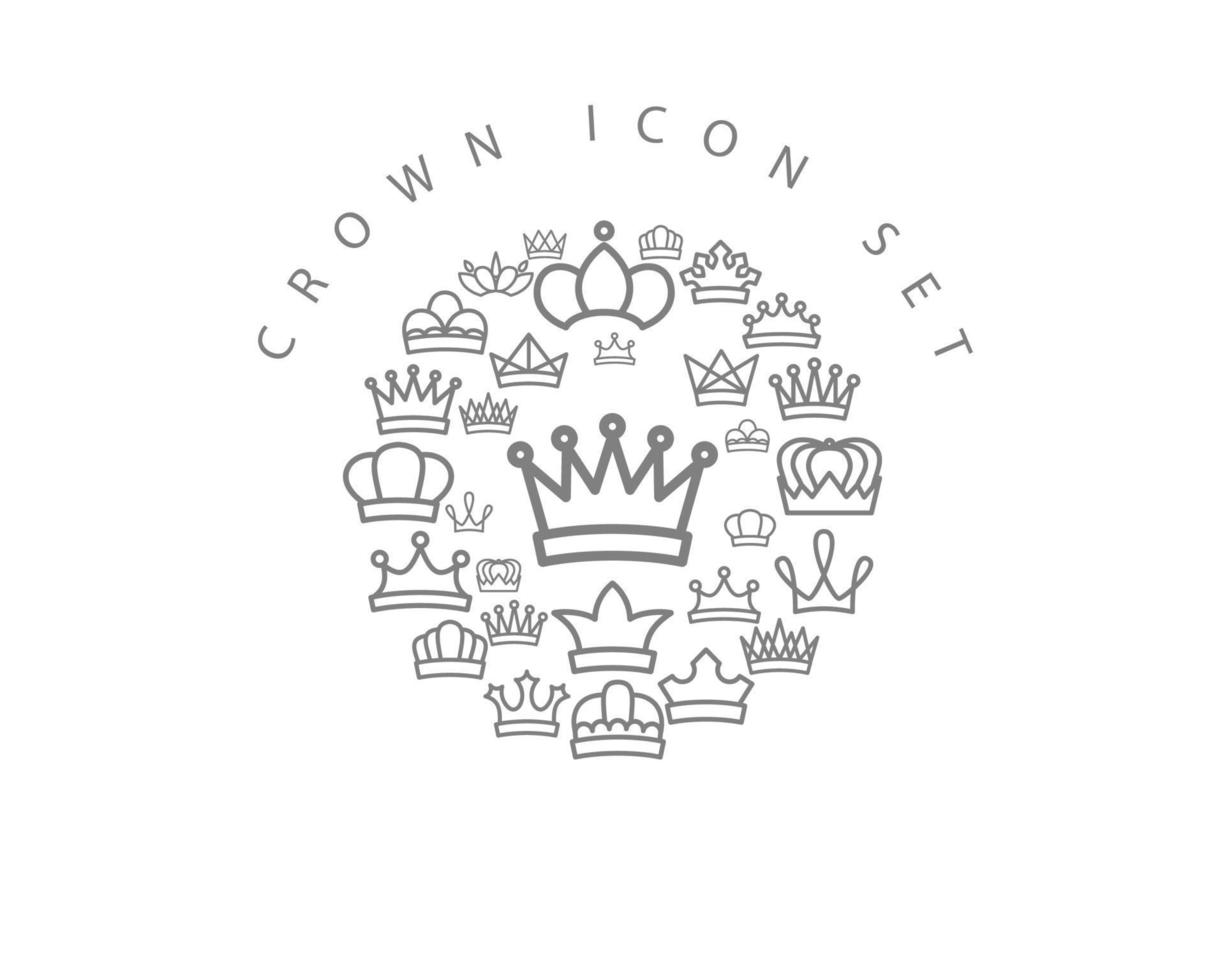 Crown icon set design on white background. vector