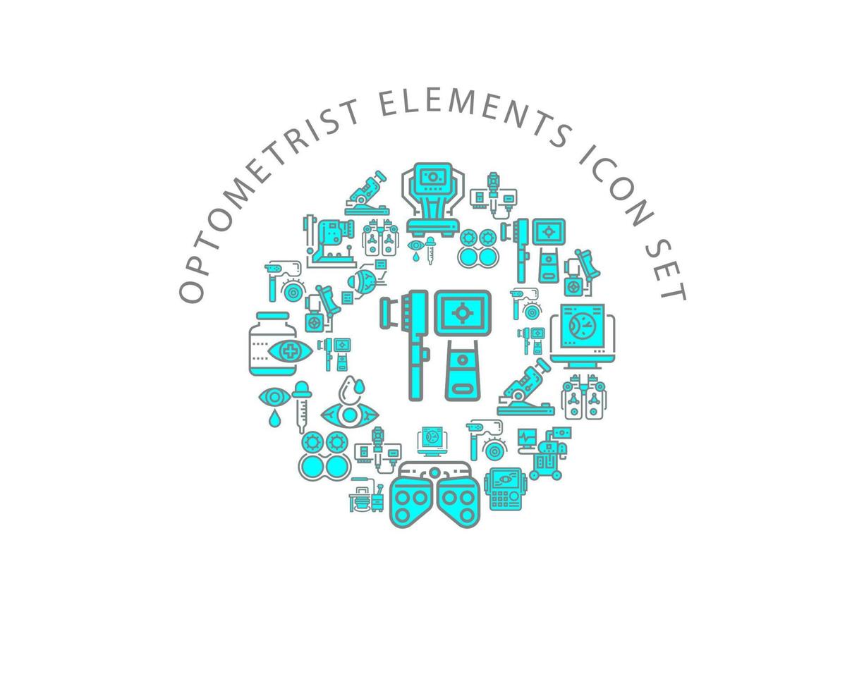 Optometrist icon set design on white background. vector
