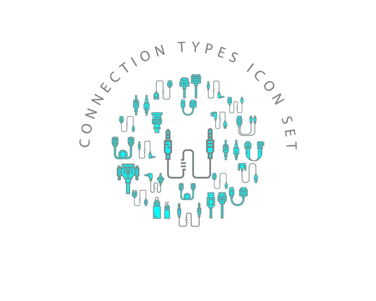 Connection types icon set design on white background vector