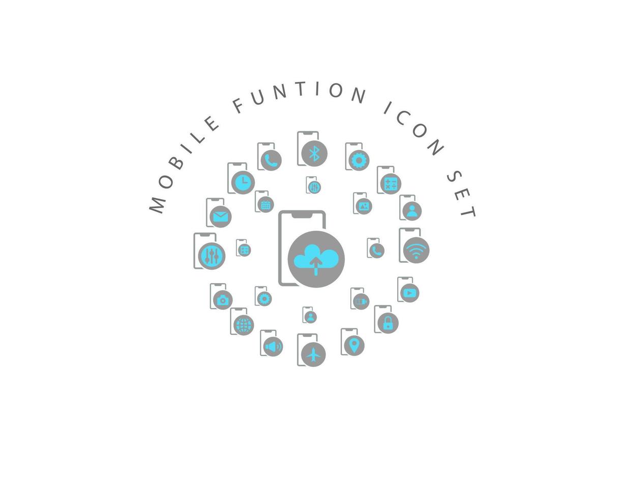 Mobile function icon set design on white background. vector