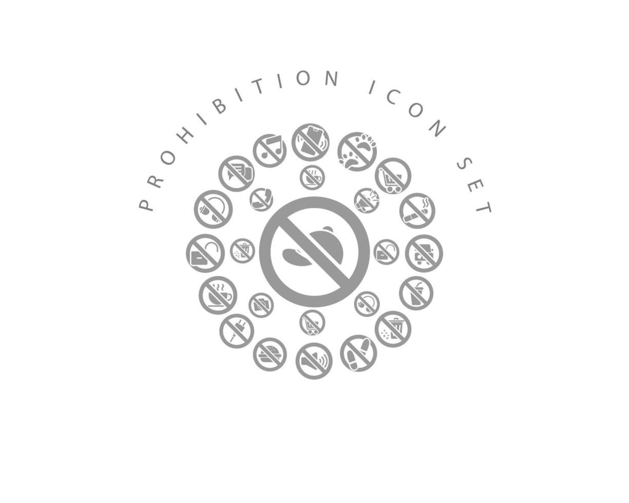 diseño de conjunto de iconos de prohibición sobre fondo blanco. vector