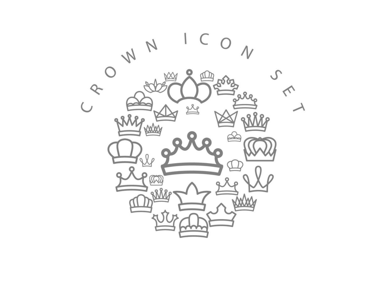 Crown icon set design on white background. vector