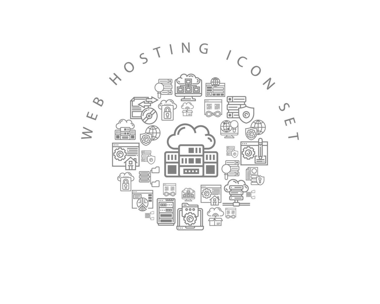 Web hosting icon set design on white background. vector
