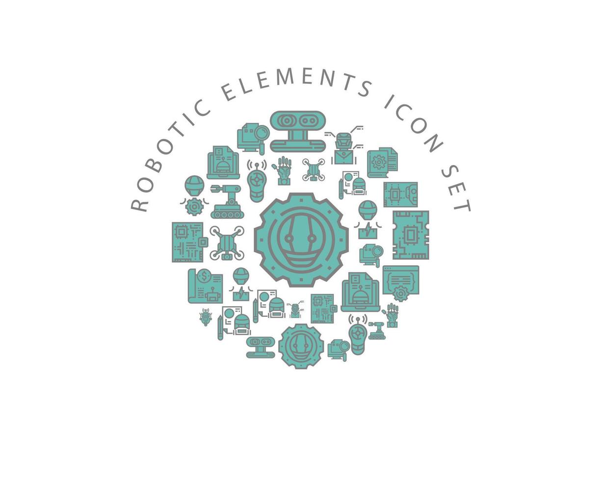 Robotic elements icon set design on white background. vector