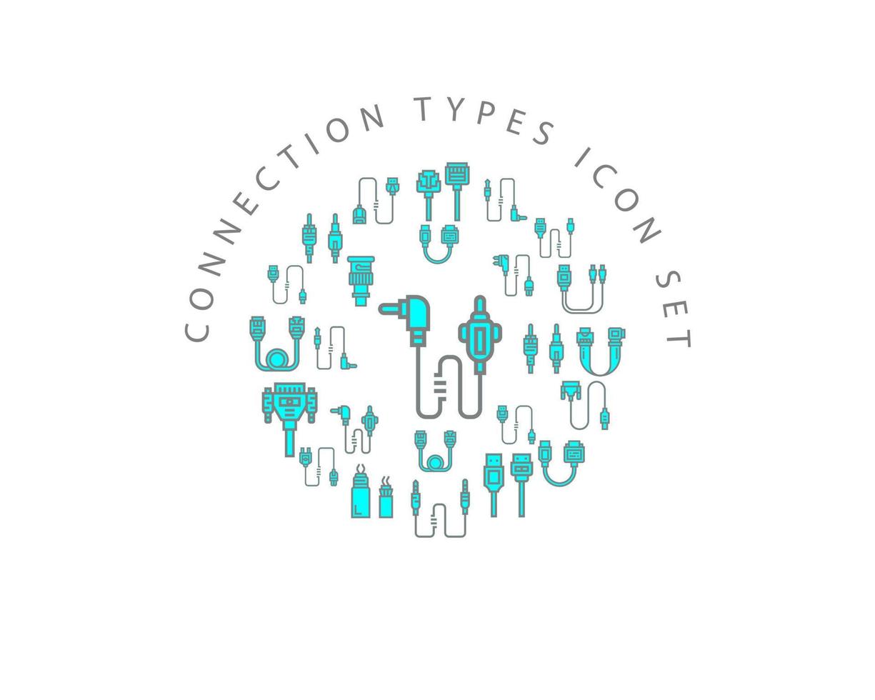 Connection types icon set design on white background vector