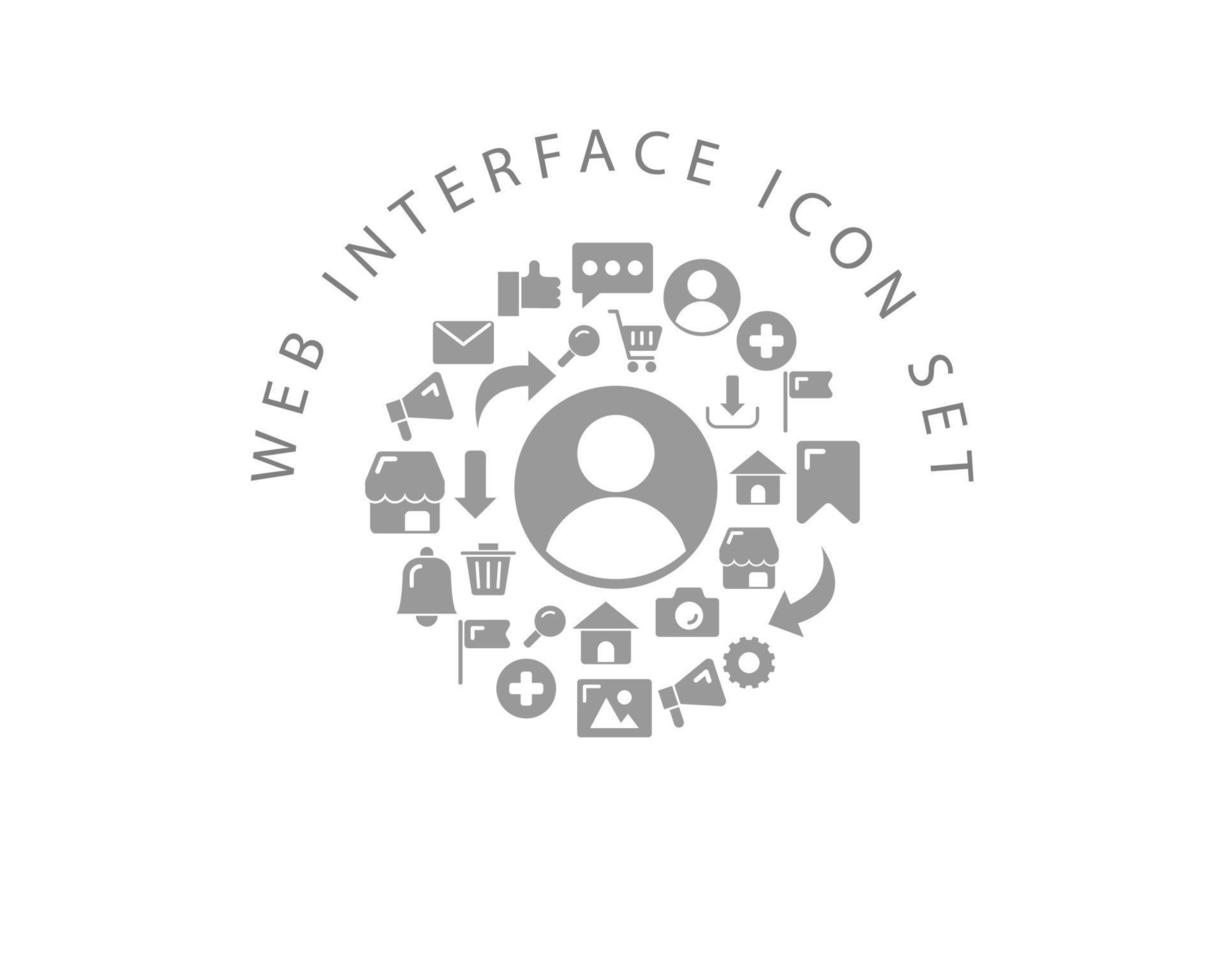 Web interface icon set design on white background. vector
