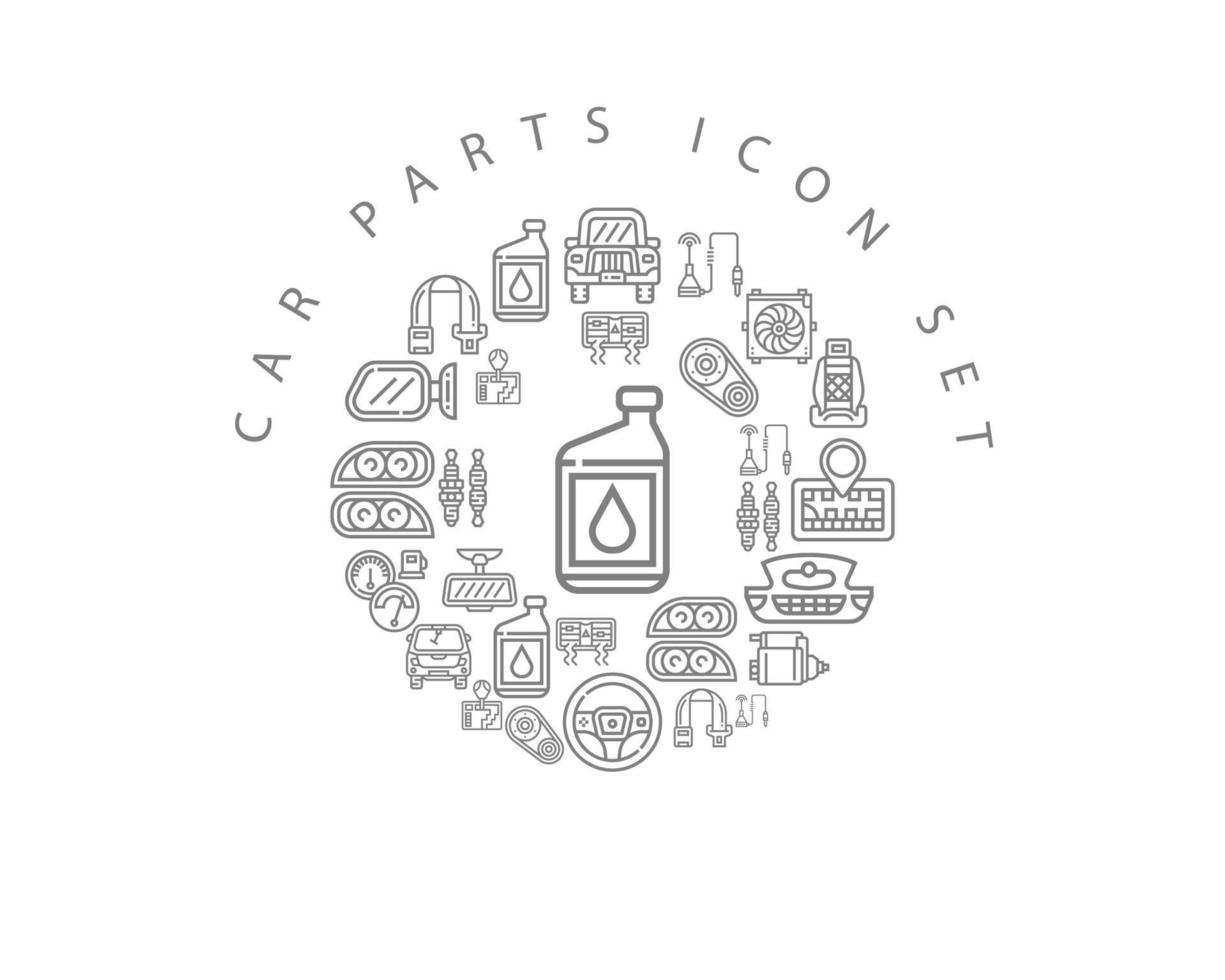 diseño de conjunto de iconos de piezas de automóviles sobre fondo blanco. vector