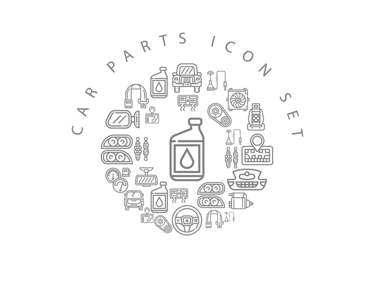 Car parts icon set design on white background. vector