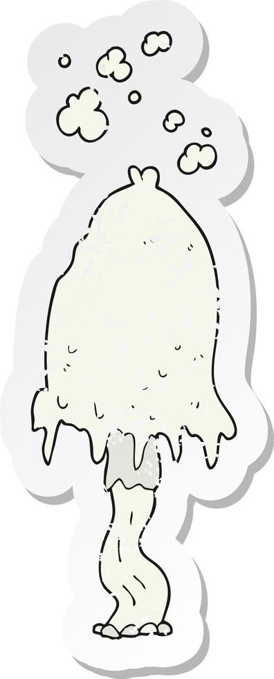retro distressed sticker of a cartoon mushroom vector