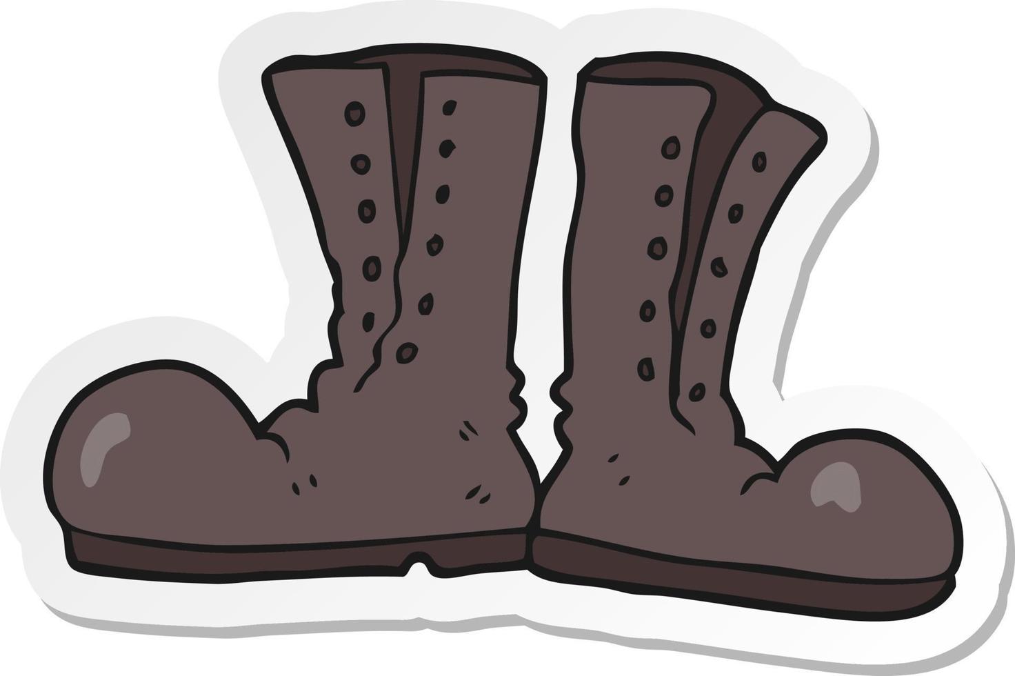 sticker of a cartoon shiny army boots vector