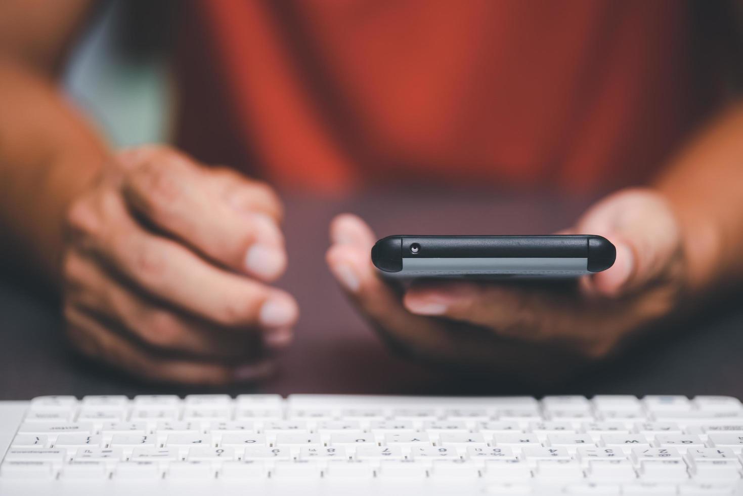 Freelancers are using smartphones over wireless network technology for business communication, cyberspace concepts online in daily life. that plays a role in finance, shopping and marketing photo