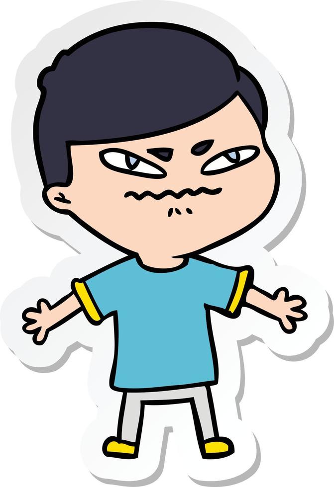 sticker of a cartoon exasperated man vector