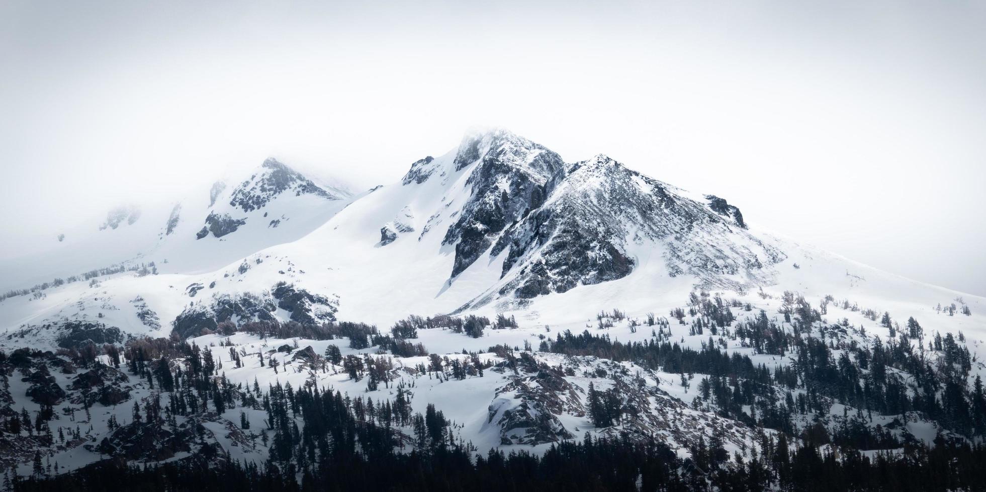 A lone, snowy mountain in the beautiful Tahoe National Forest in Northern California. photo