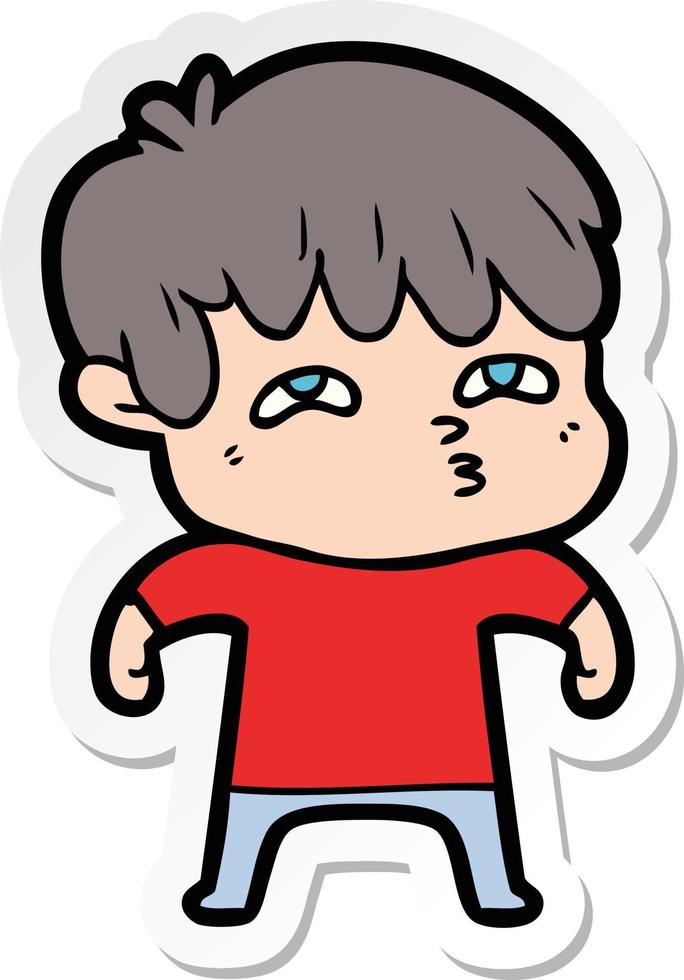 sticker of a cartoon curious man vector