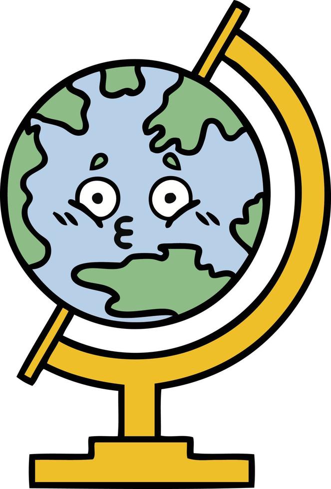 cute cartoon globe of the world vector