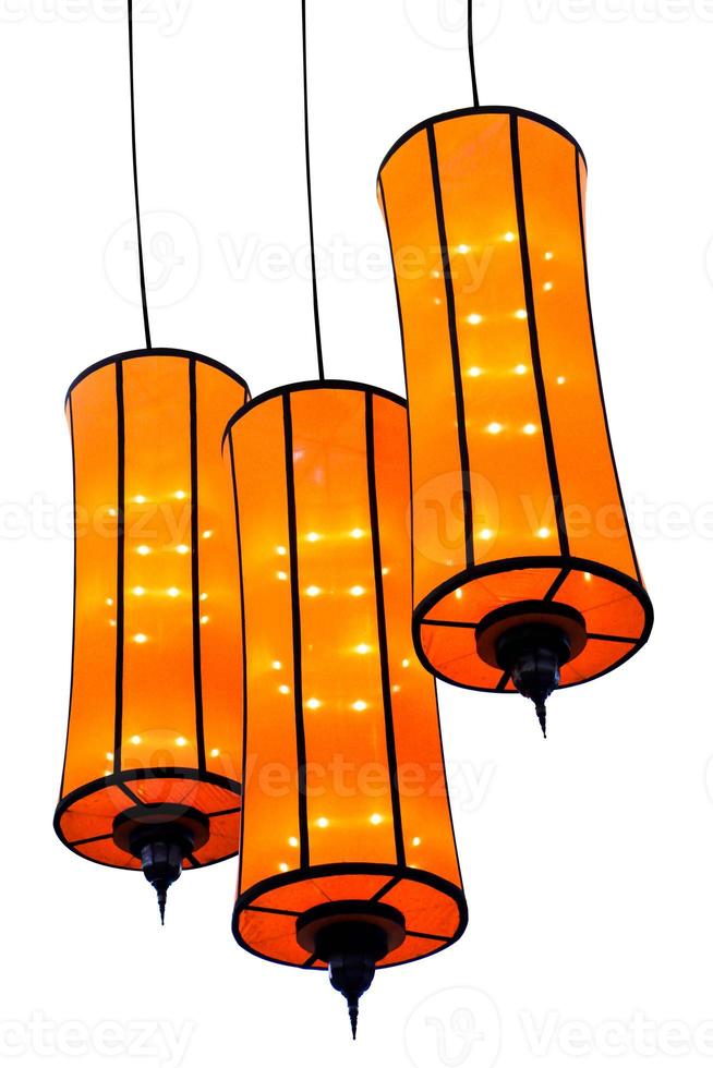 A beautiful decorative fabric chandelier isolate on white background. photo