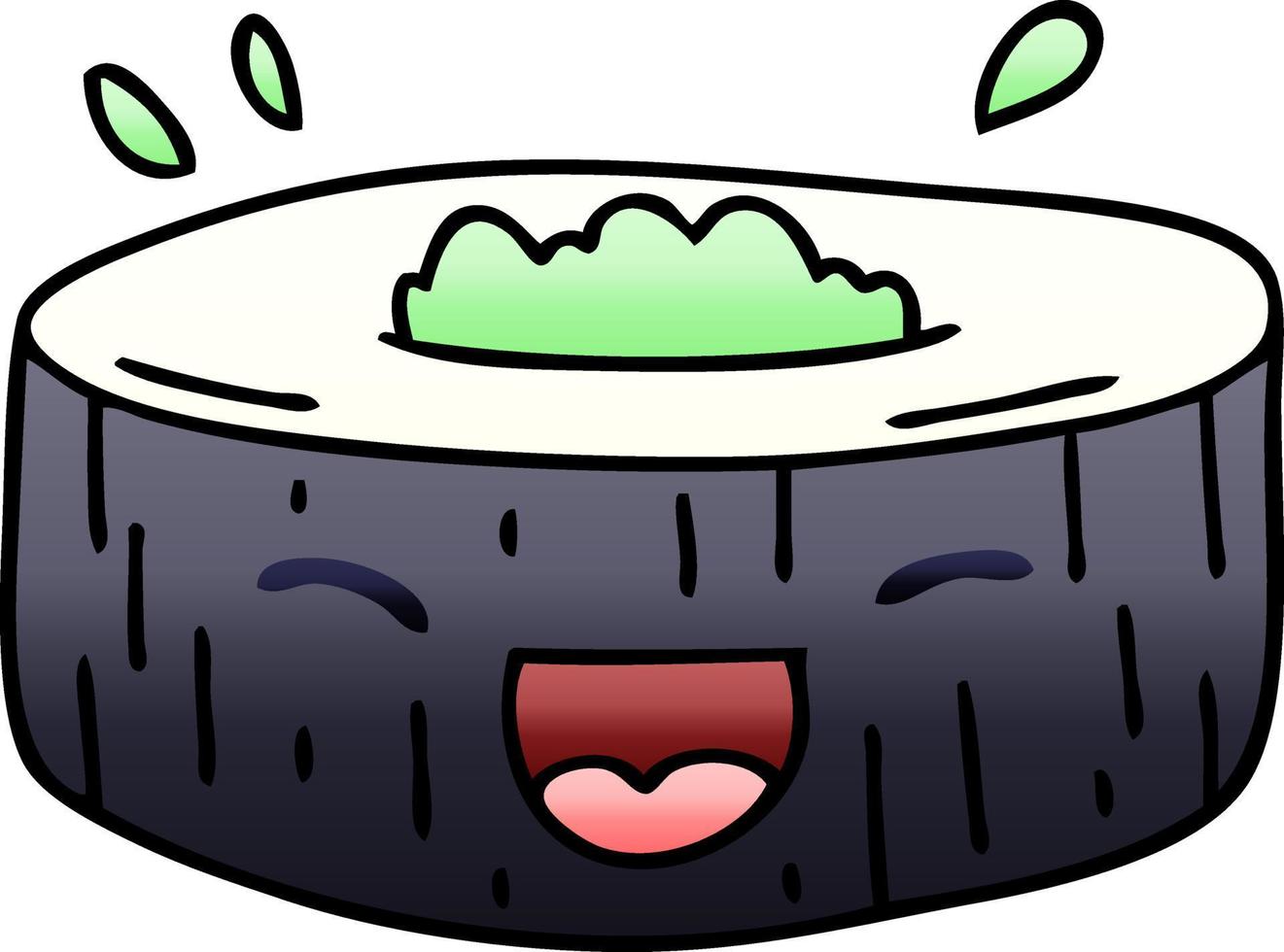 quirky gradient shaded cartoon happy sushi vector