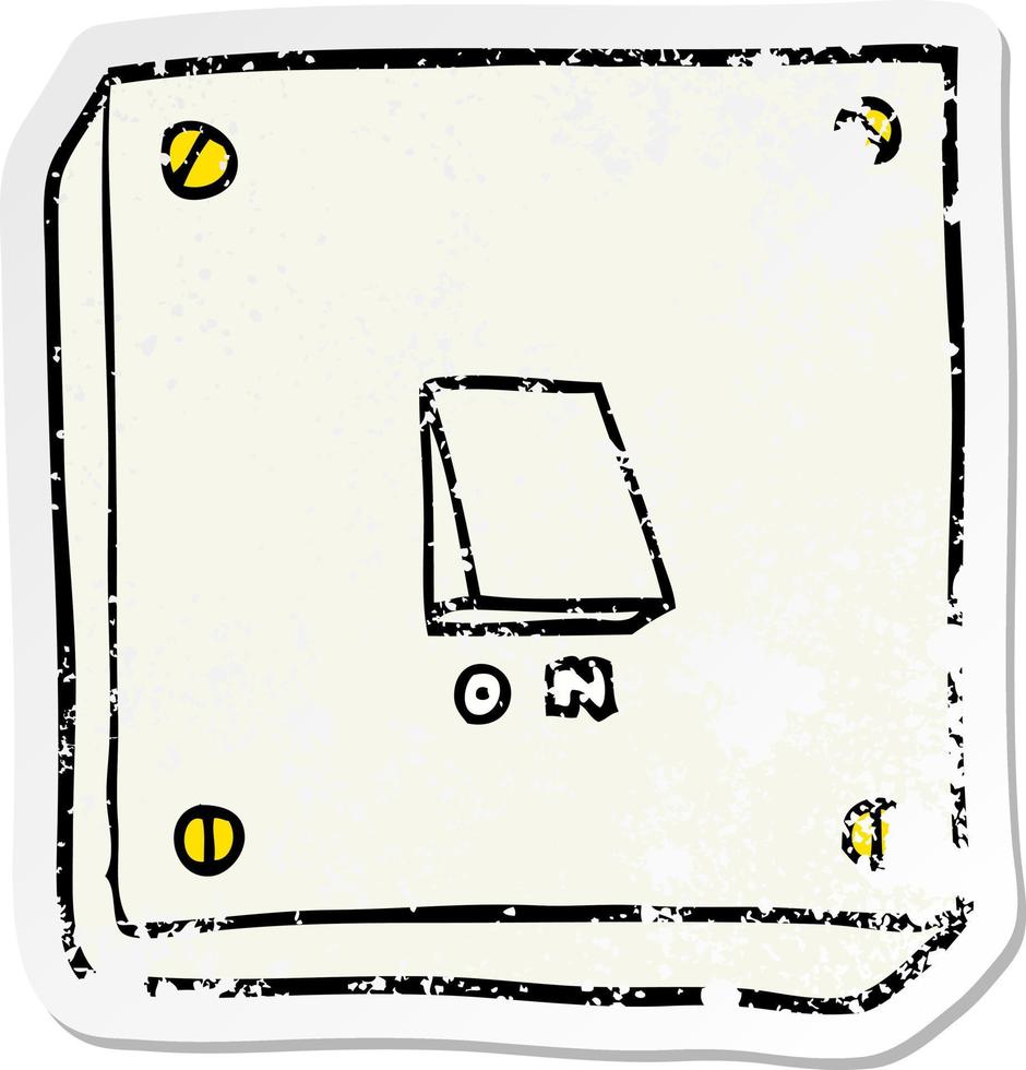 distressed sticker of a cartoon light switch vector
