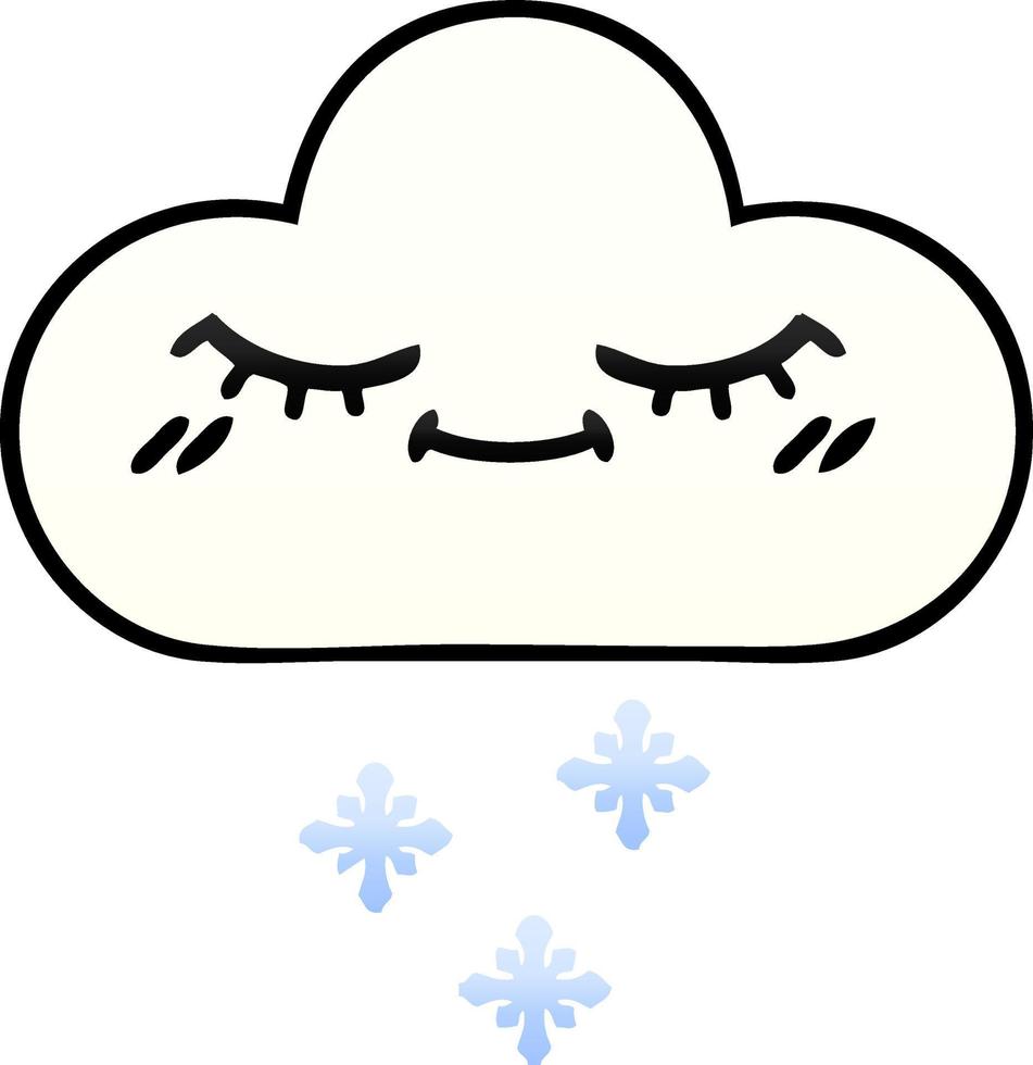 nube de nieve de dibujos animados sombreado degradado vector