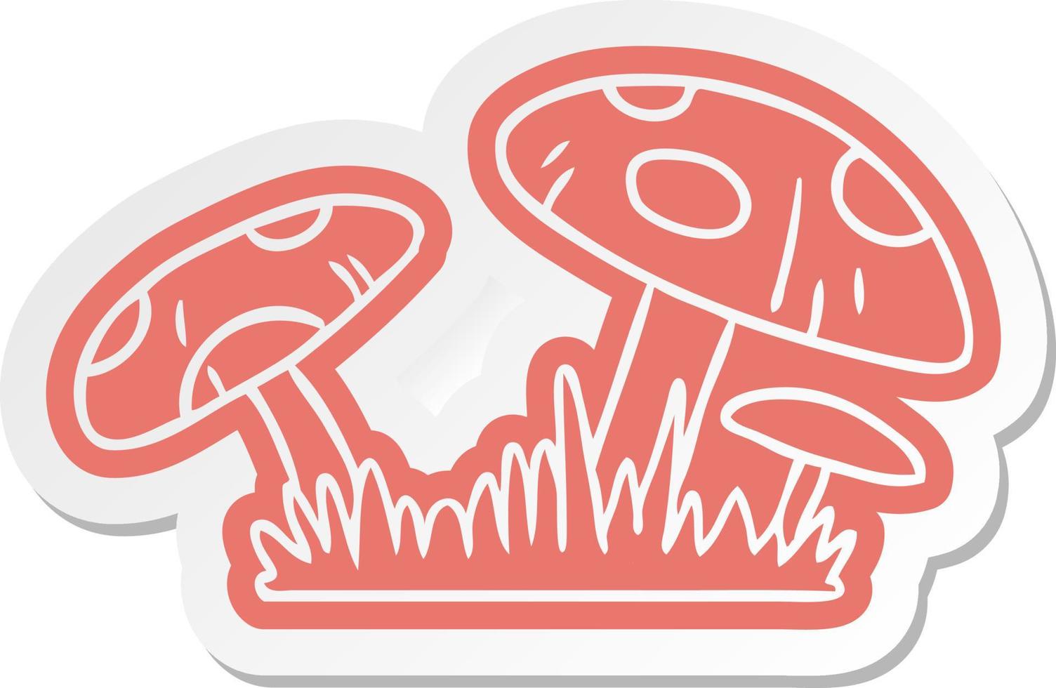 cartoon sticker of a toad stool vector