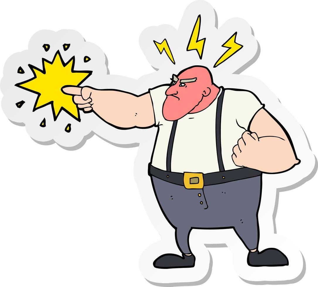 sticker of a cartoon angry man vector