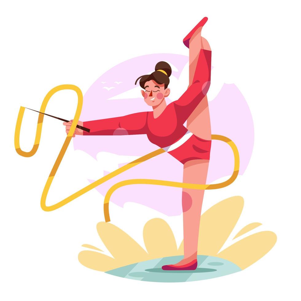 Happy Girls Character Doing Gymnastics vector