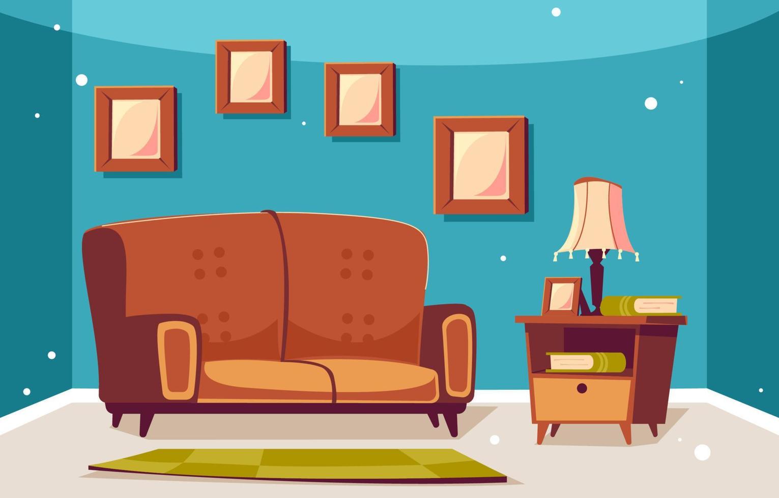 Living Room Retro Interiors Background vector