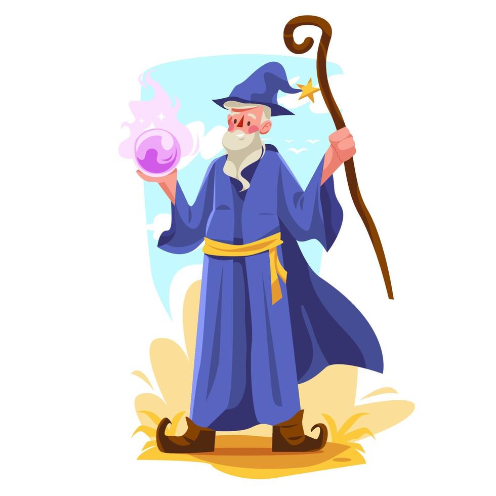 Sacred Magician Character With Magic Ball vector