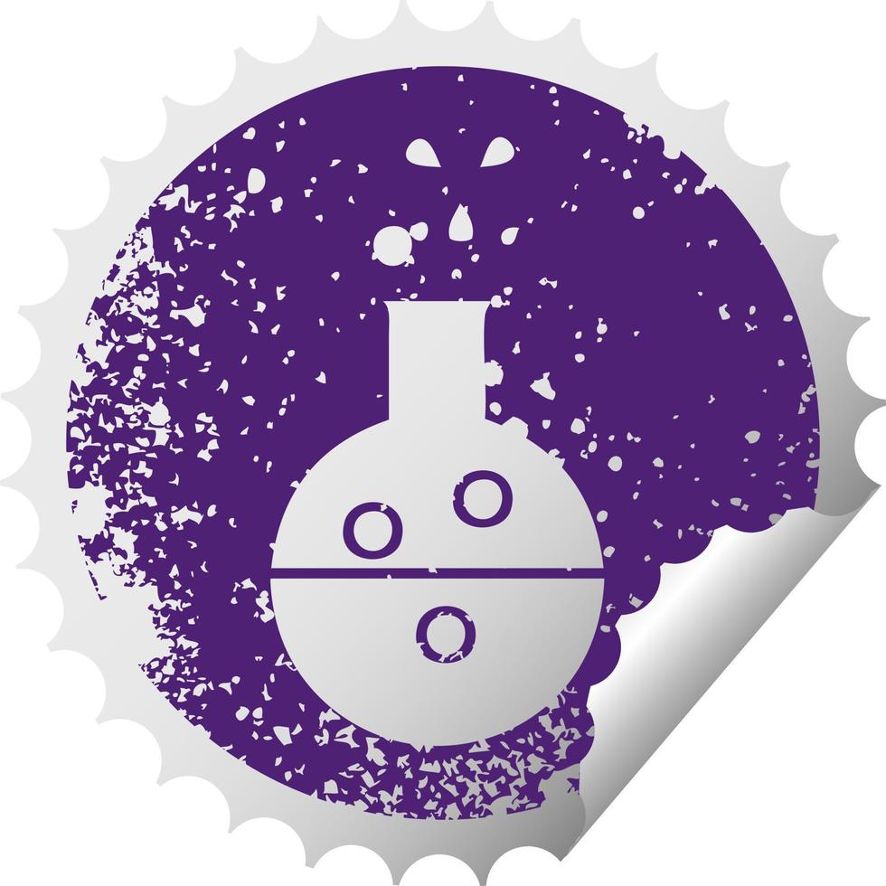 distressed circular peeling sticker symbol chemistry tube vector