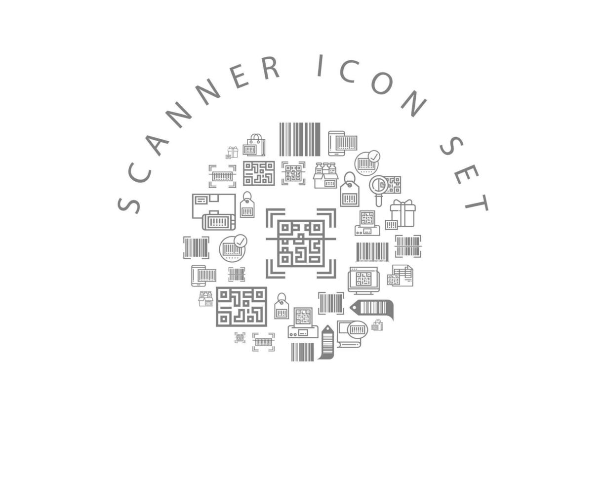 Scanner  icon set design on white background. vector