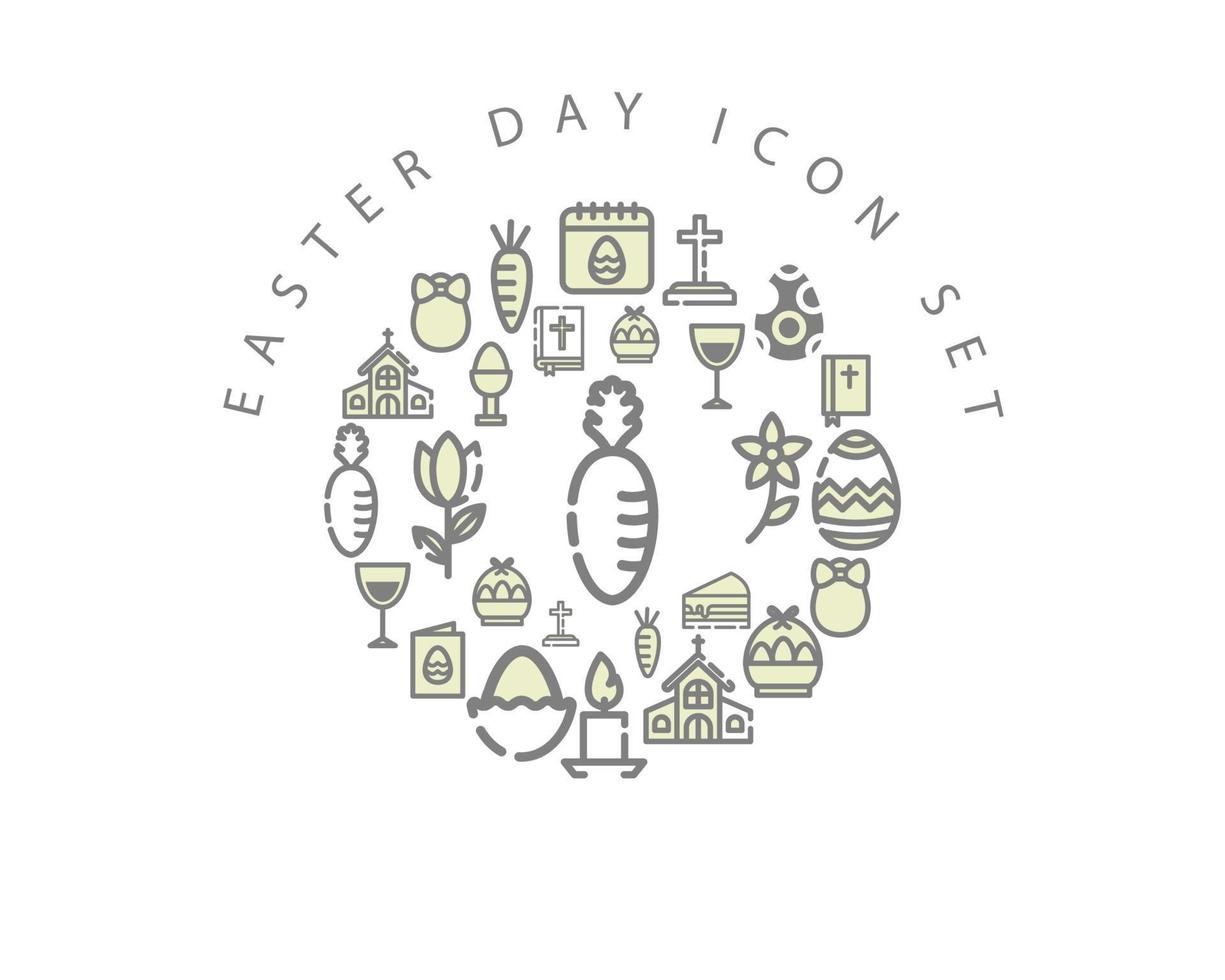 Easter day icon set design on white background. vector
