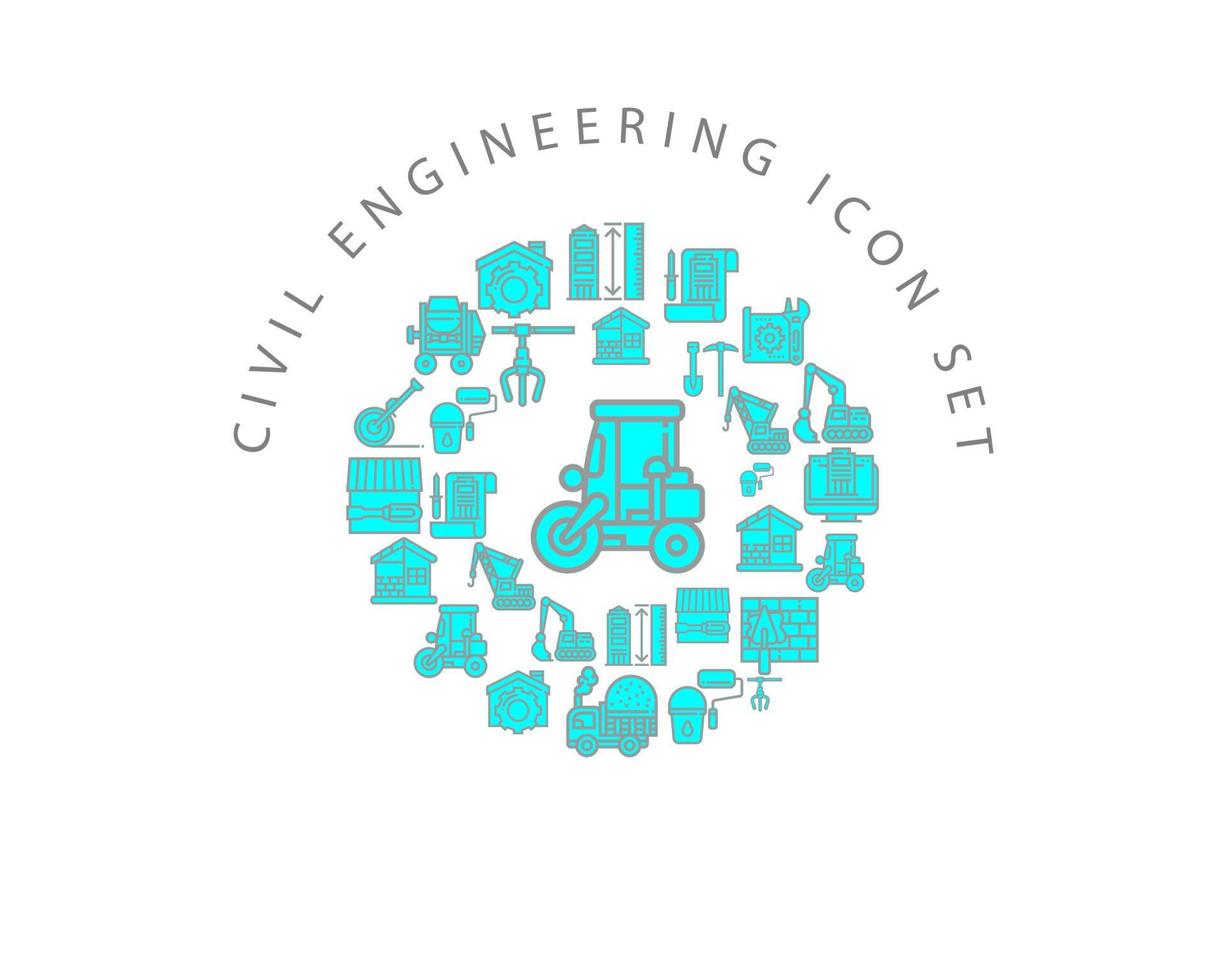 Civil engineering icon set design on white background vector