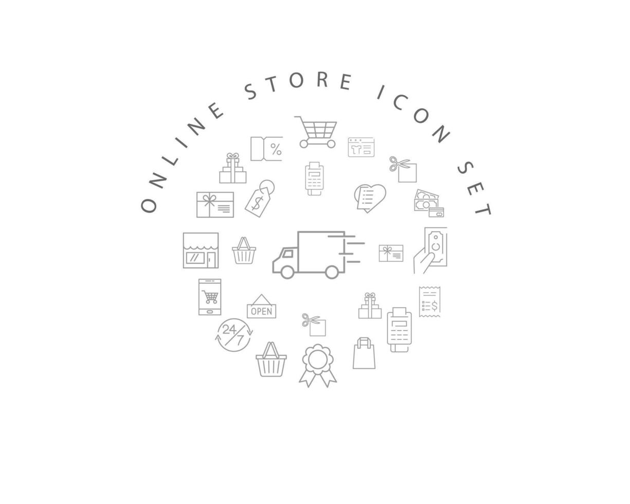 Online store icon set design on white background. vector