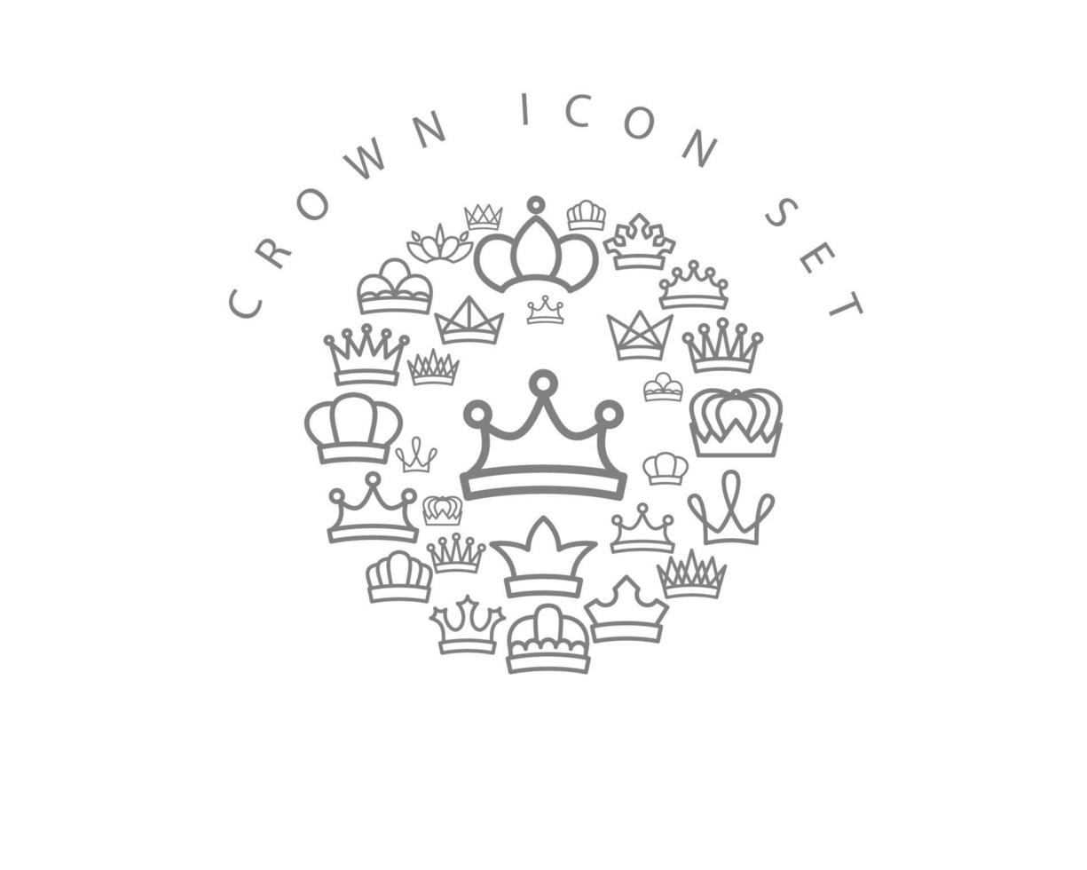 Crown icon set design on white background. vector