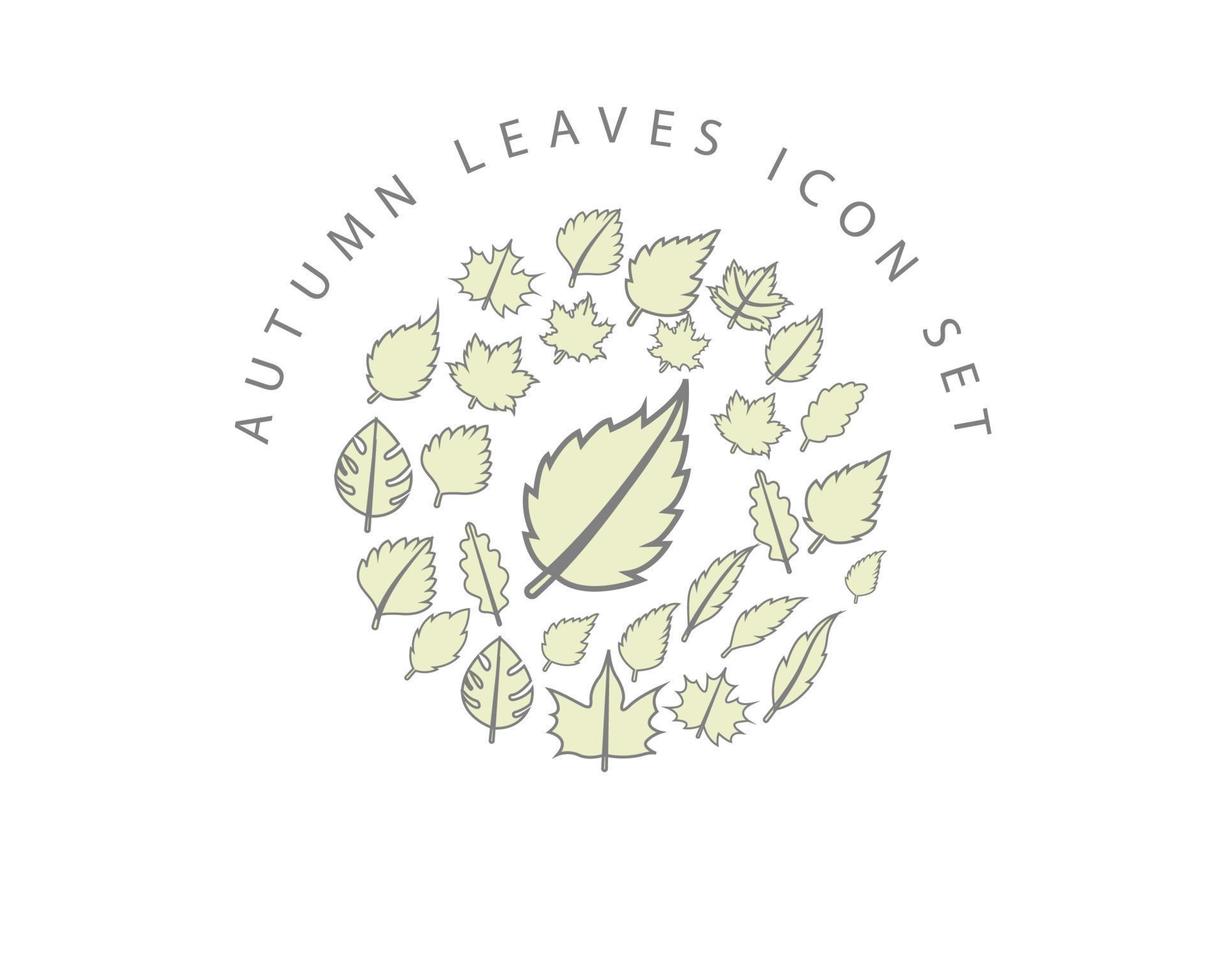 Autumn leaves icon set design on white background. vector