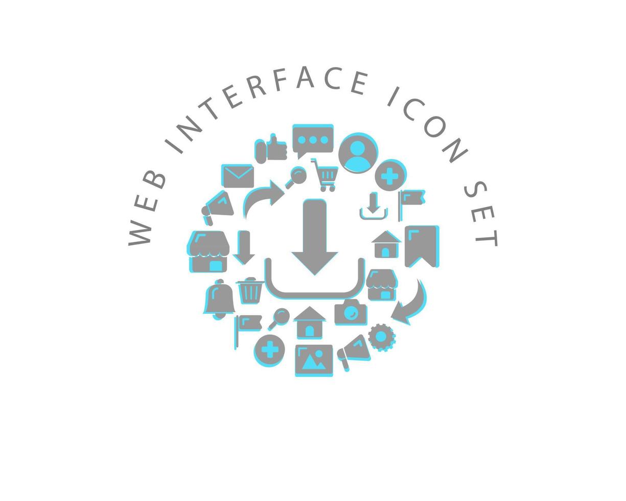 Web interface icon set design on white background. vector