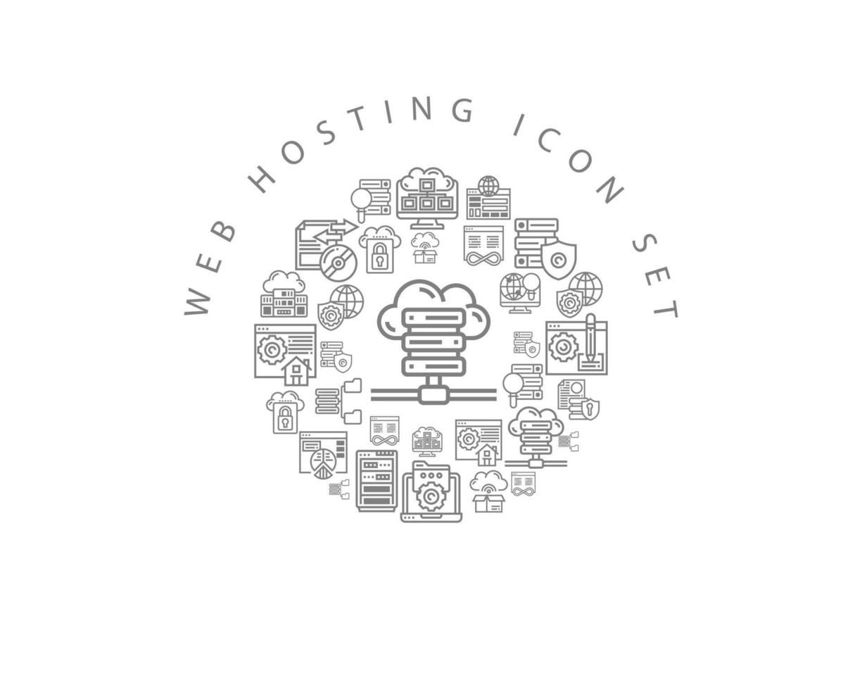 Web hosting icon set design on white background. vector