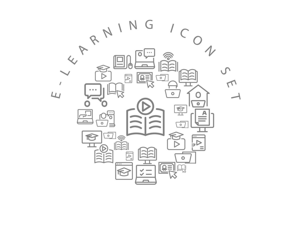 E-learning icon set design on white background. vector