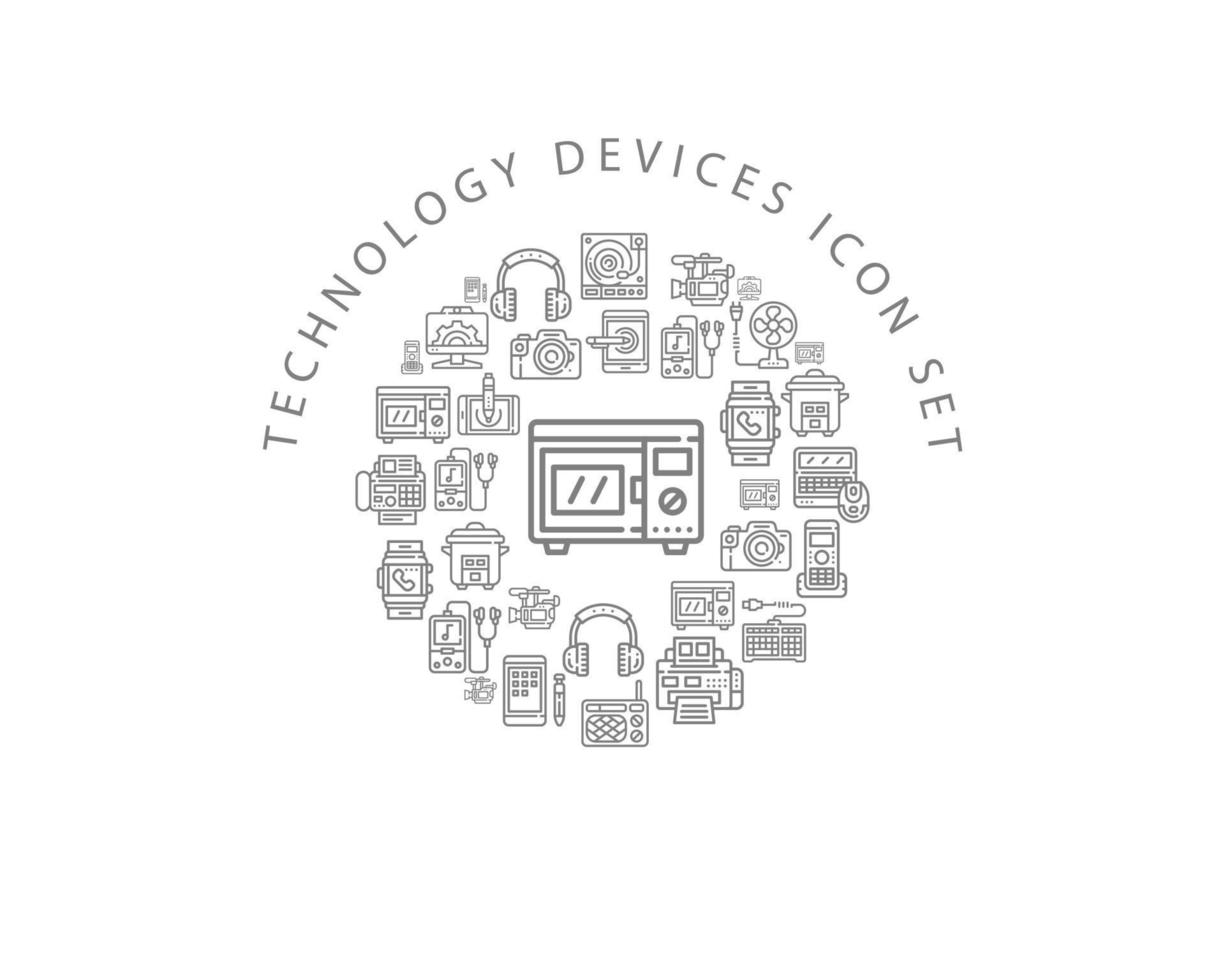 Technology  device icon set  design on white background. vector