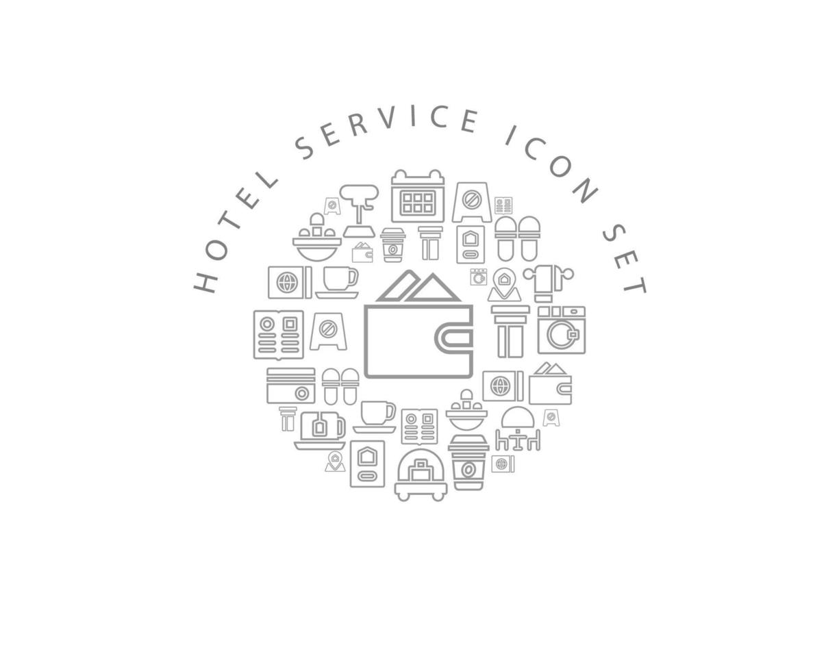 diseño de conjunto de iconos de servicio de hotel sobre fondo blanco vector