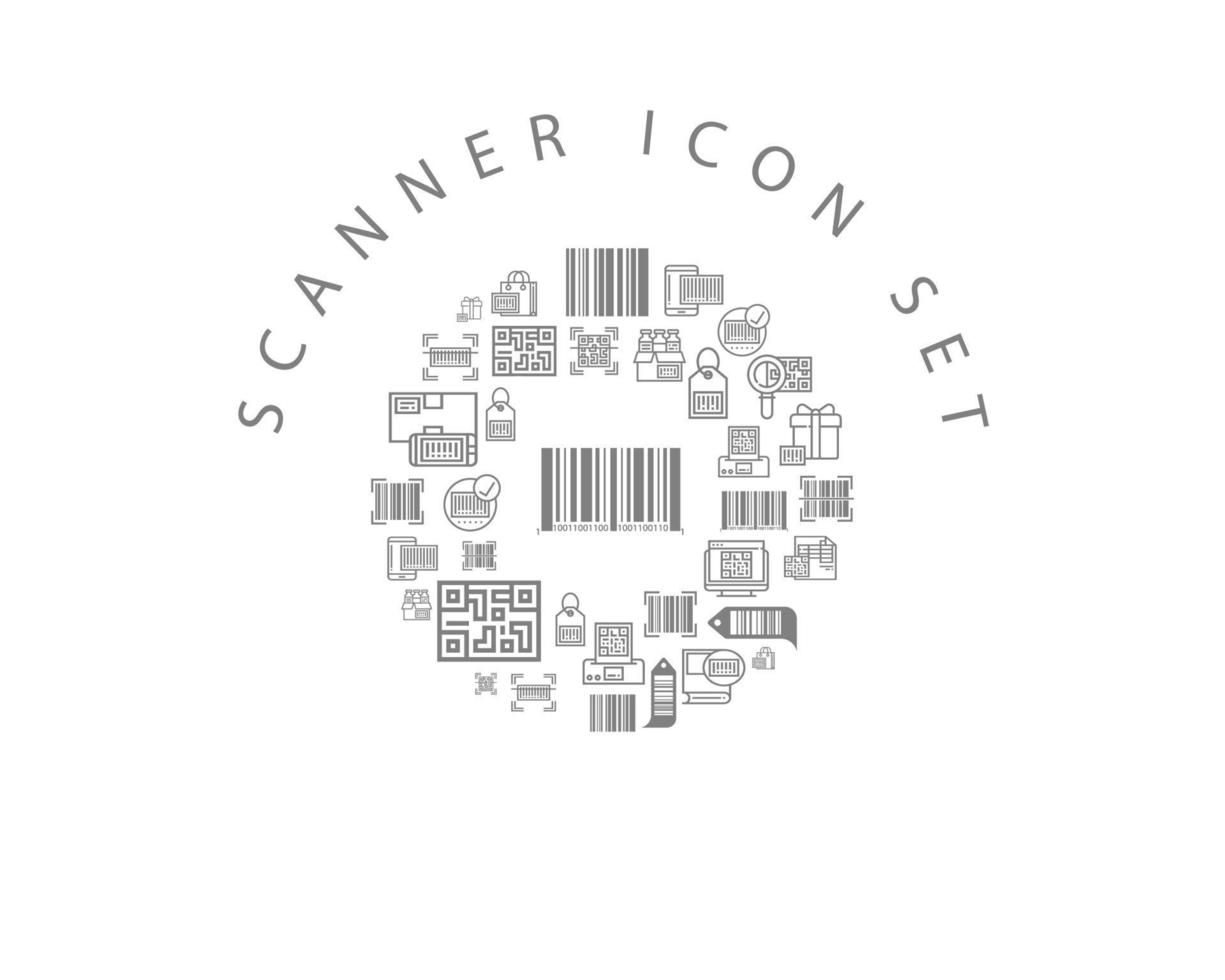 Scanner  icon set design on white background. vector