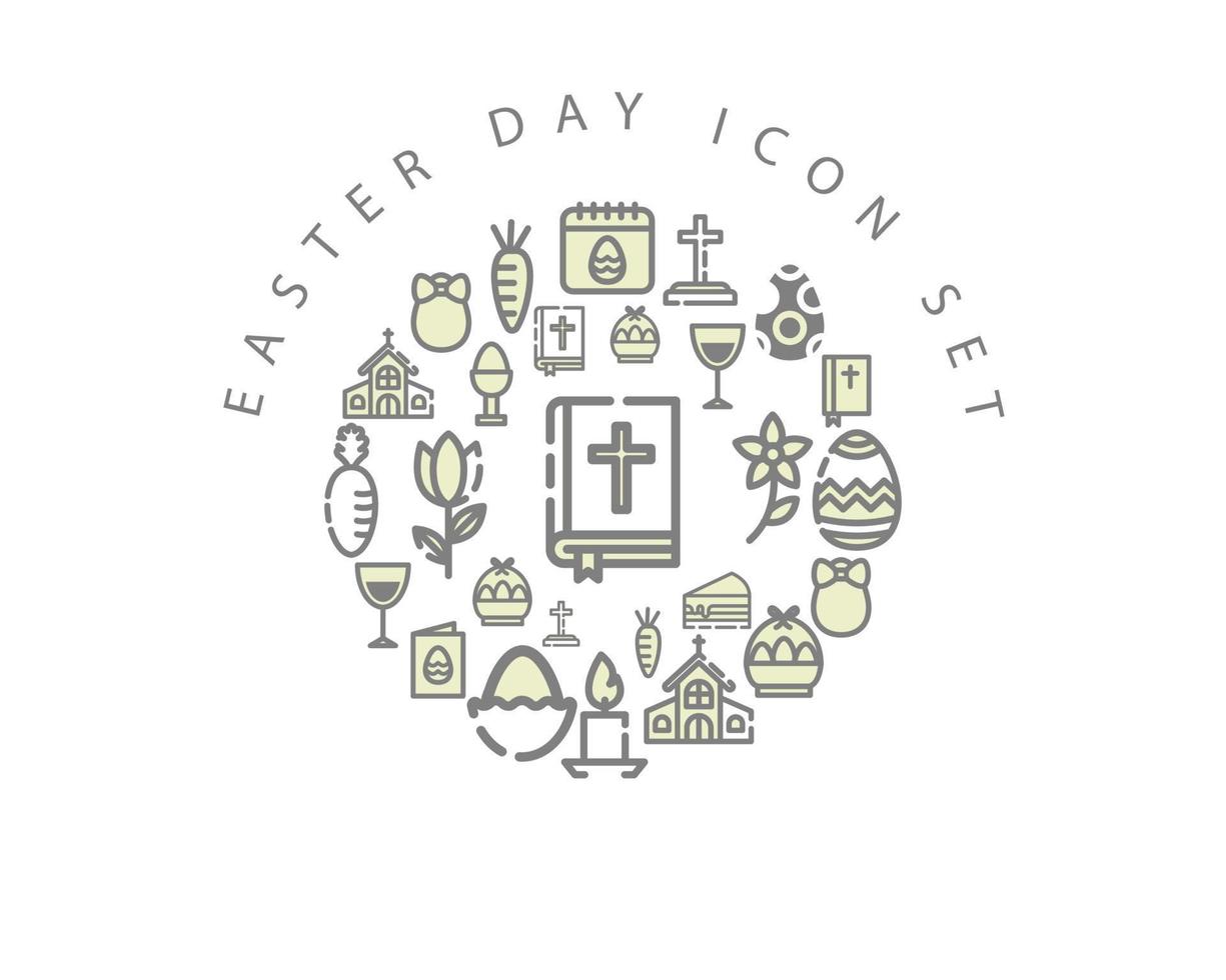 Easter day icon set design on white background. vector