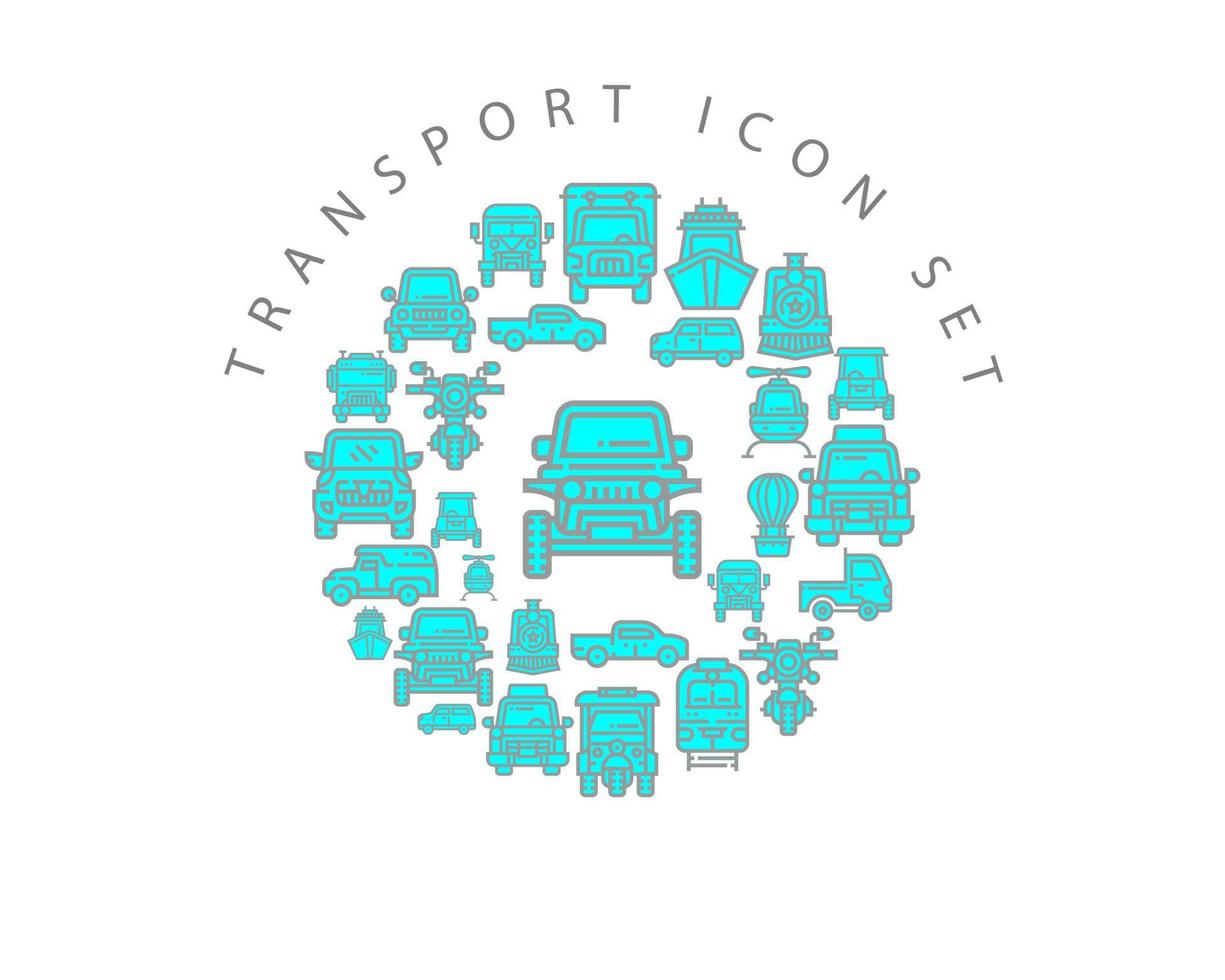 diseño de conjunto de iconos de transporte sobre fondo blanco. vector