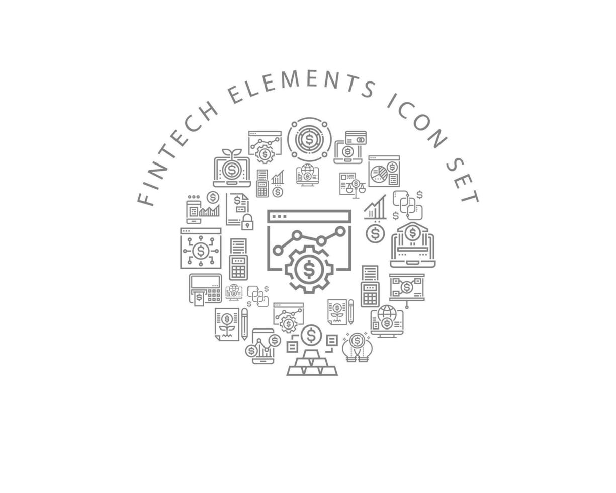 Fintech icon set  on white background vector